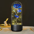 2 In 1 Rose Flowers LED Light And Bluetooth-compatible Speaker| Gift Rose Luminous Night Light Ornament In Glass Cover
