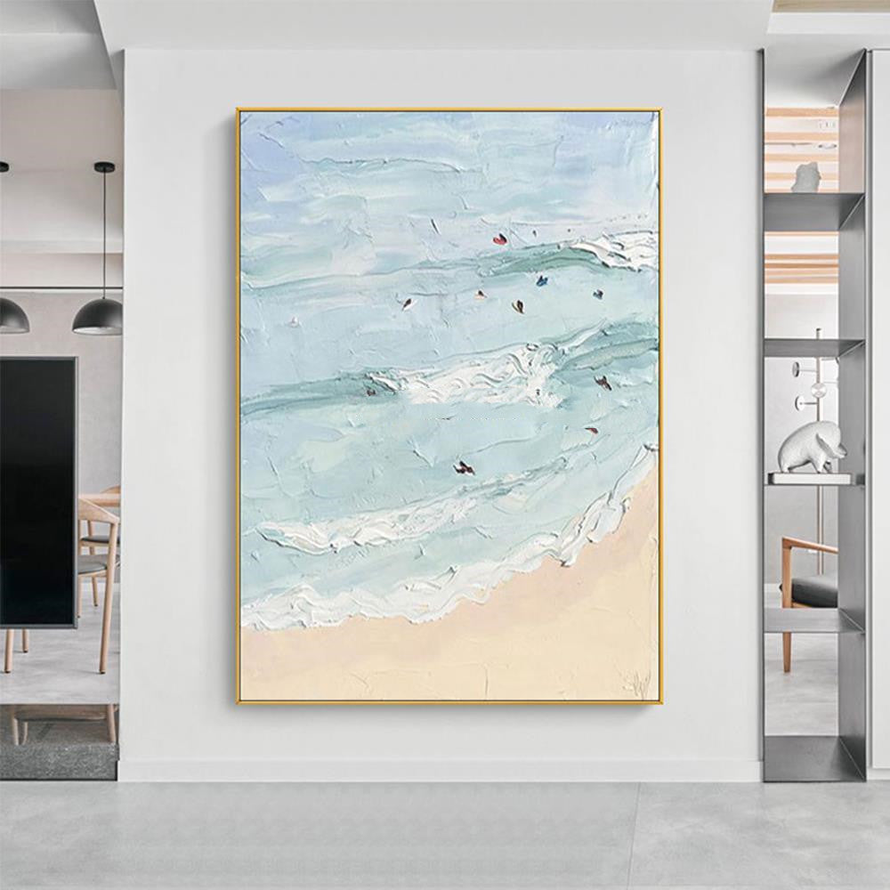 Hand Painted Beach Painting Home Decor Thick Oil Canvas Wall Art
